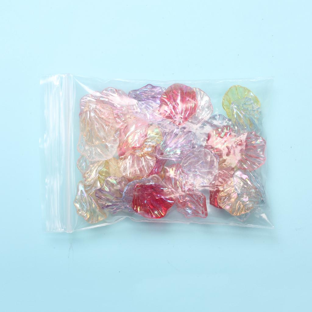 Acrylic for Jewelry Making 40pcs AB Colorful Cabbage Leaf Petal Beads Fashion Handmade Material with Holes