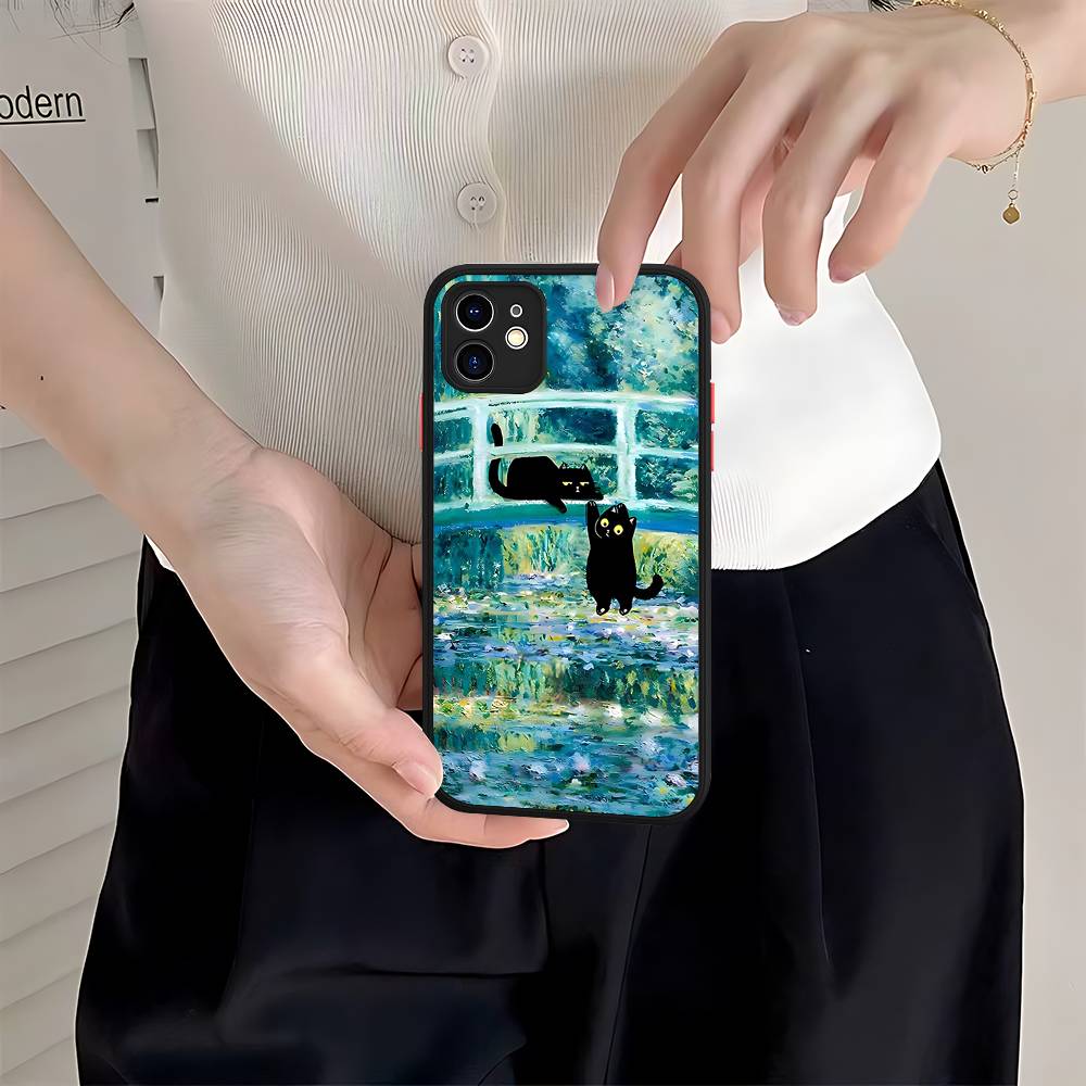 Смешные Коты Ван Гог Чехол для Телефона Для IPhone 16 15 14 Plus 15 13 12 11 Pro Max X XS MAX Матовый Чехол