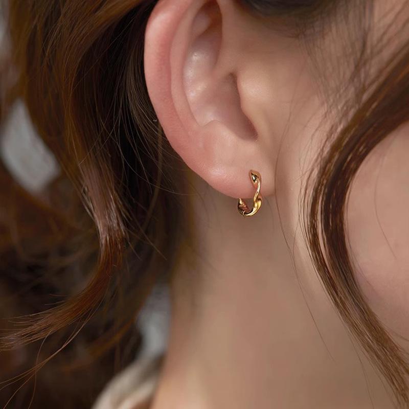 S925 Sterling Silver Hoop Earrings, Women's High-End Niche Stud Earrings, Trendy Plain Hoops