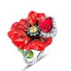 Кольцо с розой женское, эмалевая перегородчатая эмаль