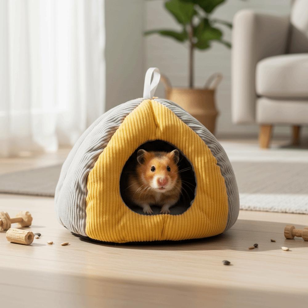 Pet Hanging Beds Warm Winter Hamster Cotton Nest Windproof Plush Hamster Hammock Soft Thickened Mouse Bed House Bed Room