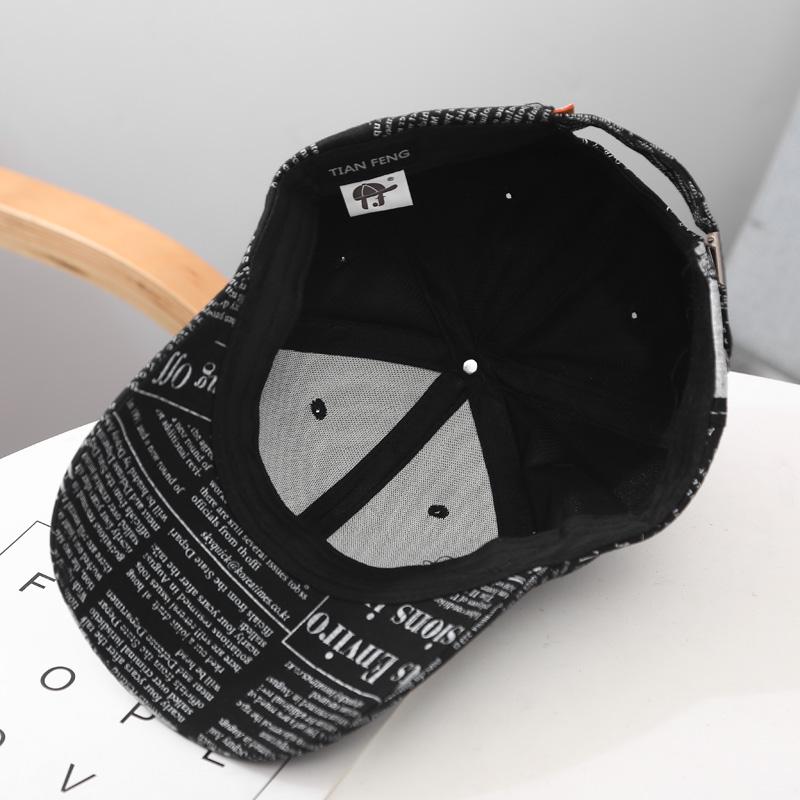 Unisex Newspaper Design Cap Casual Graffiti Printing Baseball Cap Adjustable Hats For Women Men Street Hip Hop Hat