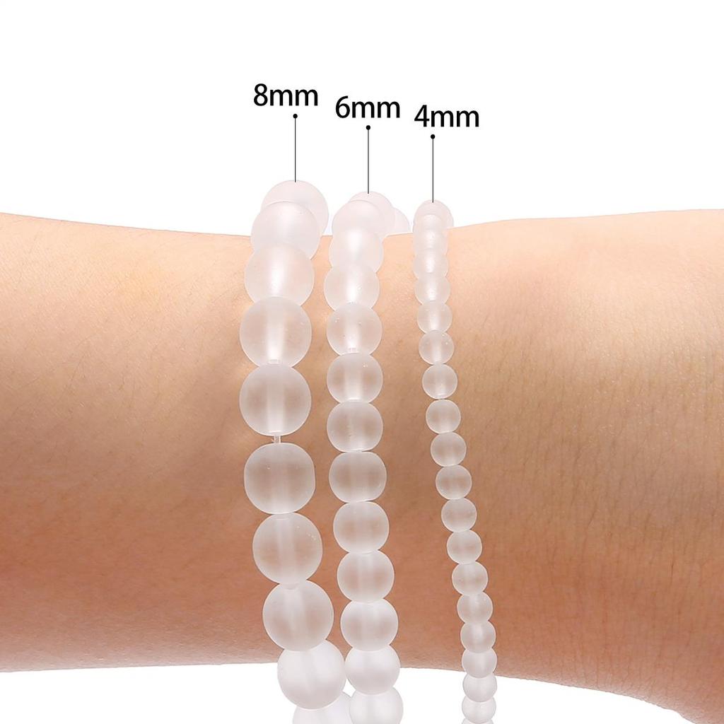 4/6/8/10 мм блестящие прозрачные стеклянные бусины, матовое стекло, свободные бусины для изготовления ювелирных украшений, DIY палочка для волос, браслет, ожерелье, серьги