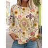 Mode Femmes Manches Longues Fleur T-Shirt Col Rond À Manches Longues Vêtements Décontracté Vacances Cadeau Vêtements Mode Fête T-Shirt
