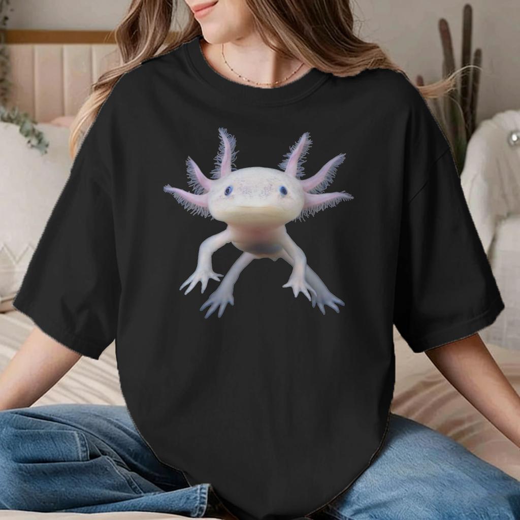 Unisex Unisex Just A Girl Who Loves Axolotls T Shirts Cotton Tops Funny Short Sleeve O Neck Tees Unique TShirts
