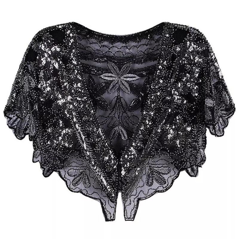Женская шаль 1920-х годов, вечернее болеро с бисером и накидками-хлопушками