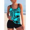 2024 Summer High Waist Bath Suit Women New Design Printing Bikini Set Sleeveless Monokini Trend Two-piece Set Tankini Bath Suit
