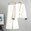 Plus Size Women's Spring New Loose Knit Sweater Casual Pants Two Piece Set