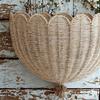 Scalloped Wall Wicker Basket Large Capacity Strong Load-bearing Simple Installation Multi-Purpose Rustic Wall Storage Basket