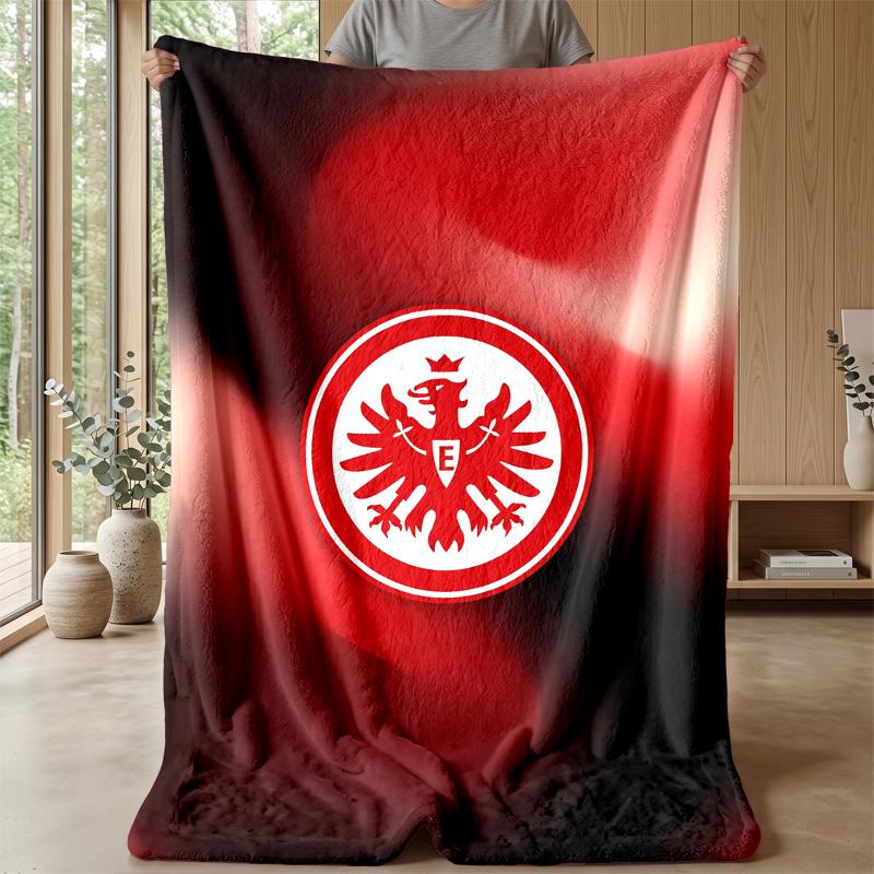 Eintracht Frankfurt Football Print Flannel Blanket, Soft Warm Lightweight Throw Blanket for Sofa Bed Camping