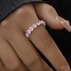 Luxury Pink Crystal Zircon Heart Shaped Open Ring for Women Shiny Metal Geometric Adjustable Finger Ring Fashion Zircon Gift