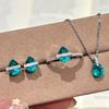 925 Sterling Silver Water Drop Zircon Paraiba Clear and Elegant Water Drop Zircon Planet Necklace Stud Earrings Ring SetGood Product
