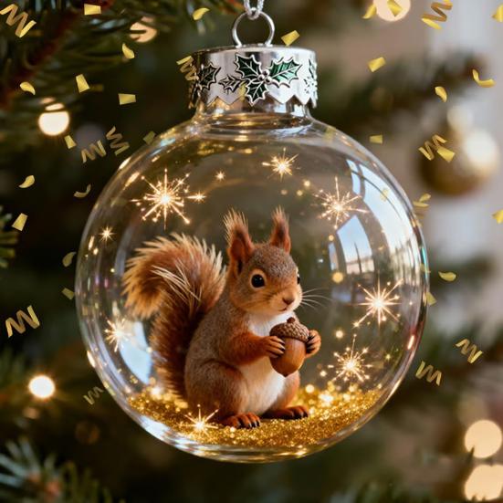 Yousheng 3D Животное Рождественское Украшение Прозрачный Пластиковый Рождественский Шар Подвесные Украшения с Блестящими Звездными Акцентами для Зимнего Праздничного Декора Дерева