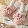 Тапочки с изображением кролика из мультфильма, мохнатые, осенне-зимние, унисекс, домашние хлопковые туфли для женщин и мужчин, пушистые, плюшевые, теплые, на платформе, домашние тапочки