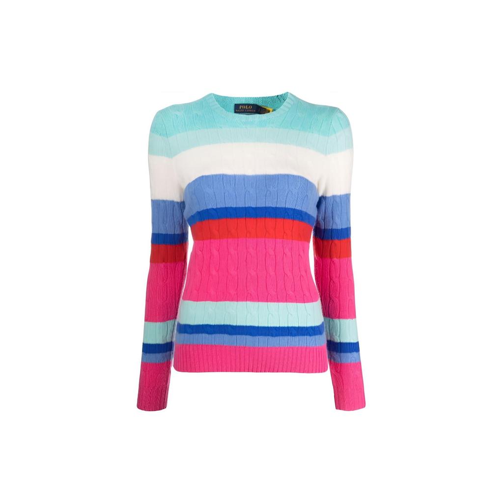 Polo Ralph Lauren FW22 Цветной полосатый кашемировый свитер Женский свитер Синий 211856723-001