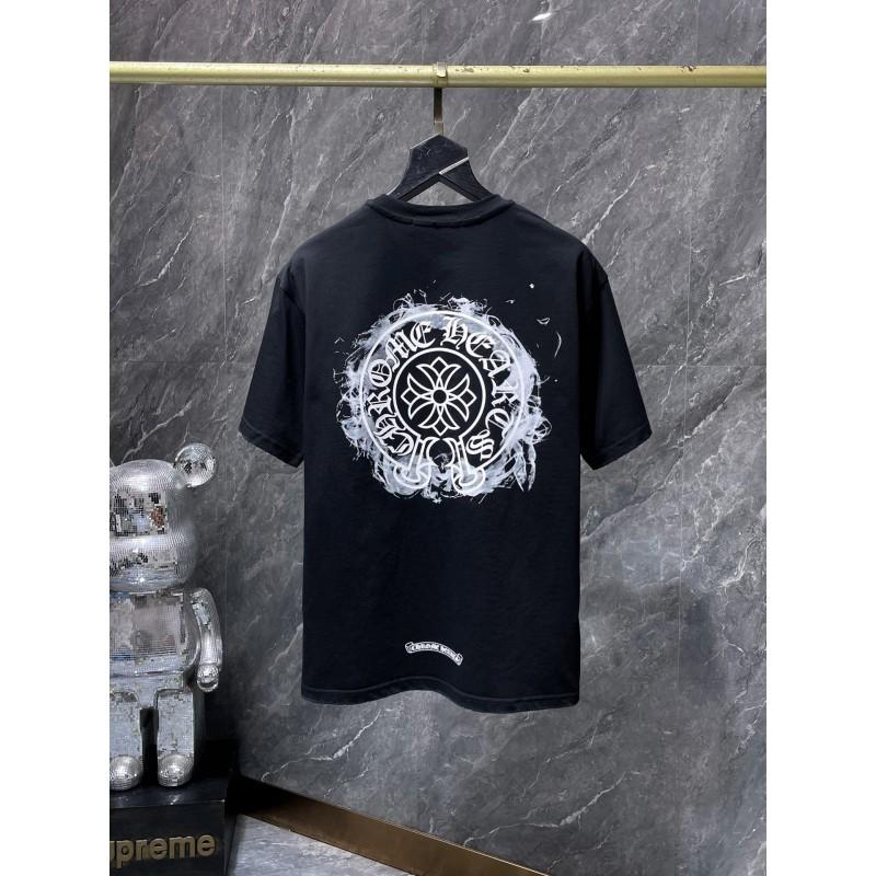 Mens Oversized Cotton T-Shirt With 3D Embroidered Cross Star Streetwear Short Sleeve Tee