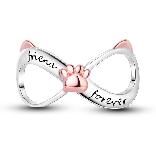 925 Sterling Silver Charms Beads Animal Hugging Pendant Dangle Fit Necklace Bracelet Gift Women Party