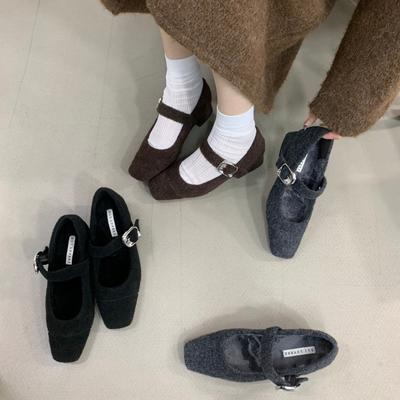 Мэри Джейн плюшевые толстый каблук одинарные туфли вечерние туфли 2025 зима пушистые туфли женские носить мягкая подошва удобные туфли Doudou прилив