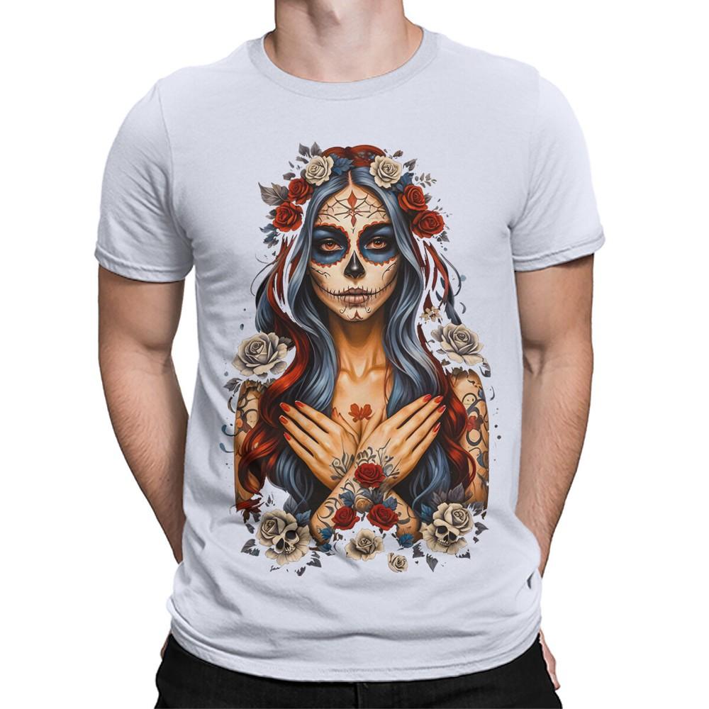 Gothic Sugar Skull Woman Portrait TShirt Dark Ornate Day of the Dead DT2382