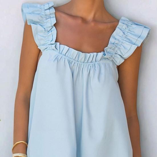 Женский пижамный комплект из 2 предметов: майка с оборками и шорты, летний комплект без рукавов для отдыха на бретельках