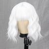 MISS WIG Женская мода Короткий волнистый парик с челкой Синтетическое волокно Чистый белый волнистый парик Косплей Одежда для вечеринок на Хэллоуин
