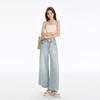 Lyocell Tencel Short Tall Waist Double Buckle Drop Feeling Ice Cool Narrow Version Wide Leg Nine Cent Jeans Female