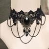 Новые сексуальные готические чокеры Косплей Хрустальный черный кружевной чокер на шею Ожерелье Винтажный викторианский женский чокер Стимпанк Украшения Подарок