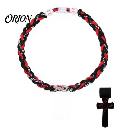 Stainless Steel Crossroads Pendant Triple-Rope Baseball Necklace, Braided Rope Design Necklace with Crossroad Pendant, Team Spirit Gift Sports