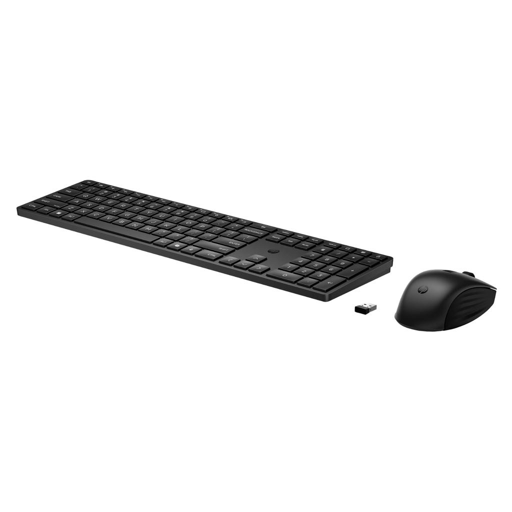 HP 650 Wireless Keyboard and Mouse Set, Black, Japanese Layout, USB Dongle, 2.4GHz Wireless Connection, Mouse Compatible with Glass Tables,