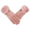 Driving Gloves Elegant Rabbit Suede Leather Warm Gloves Winter Plus Velvet Thick Warm Mittens Plush Cuffs Touch Screen Gloves