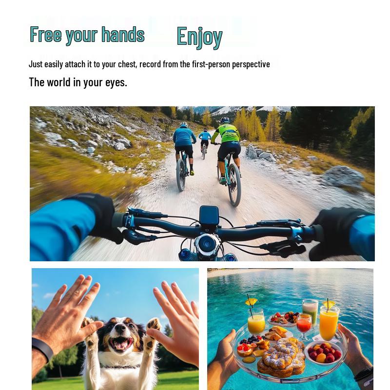 Magnetic 2.7K Night Vision Action Camera with Image Stabilization - Wearable Outdoor Thumb Camera for Cycling