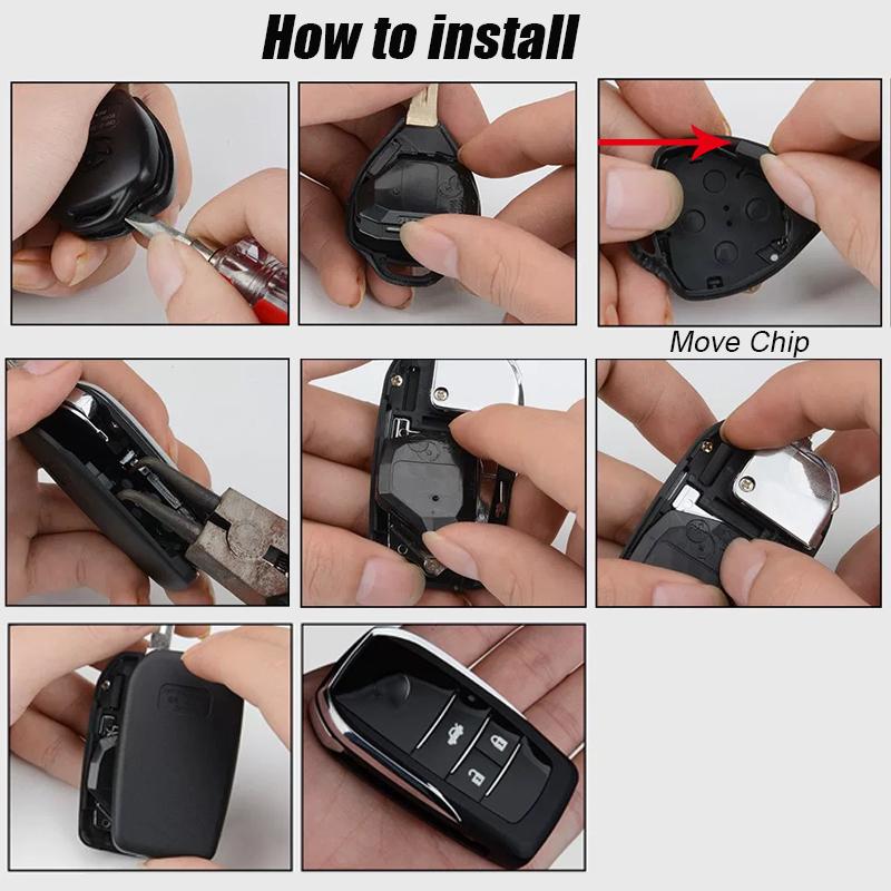 Upgrade Modified Flip Key Shell Cover 2/3/4 Buttons for Toyota RAV4 Corolla Camry Avalon Venza Yaris Remote Key Replacement Hou