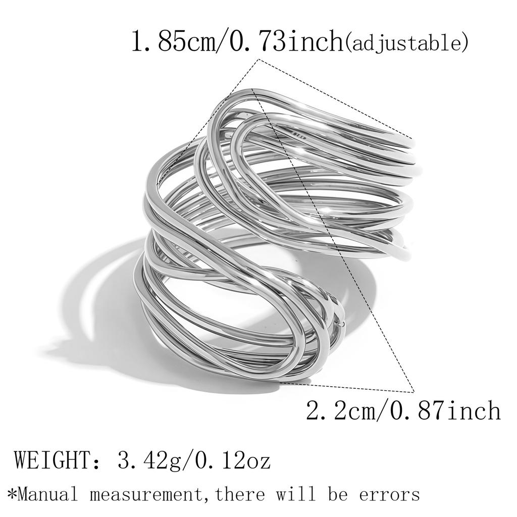 Stainless Steel Rings 18K Gold Plated Twisted Multi Wire Irregular Open Wrap Statement Ring Minimalist Women Daily Jewelry 2026