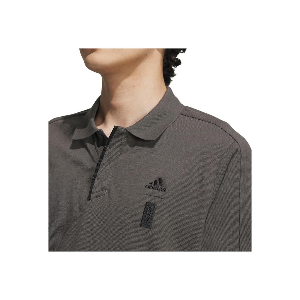 adidas Рубашка-поло Wj Mh с монохромным логотипом бренда, мужские топы каменно-серого цвета IA8106