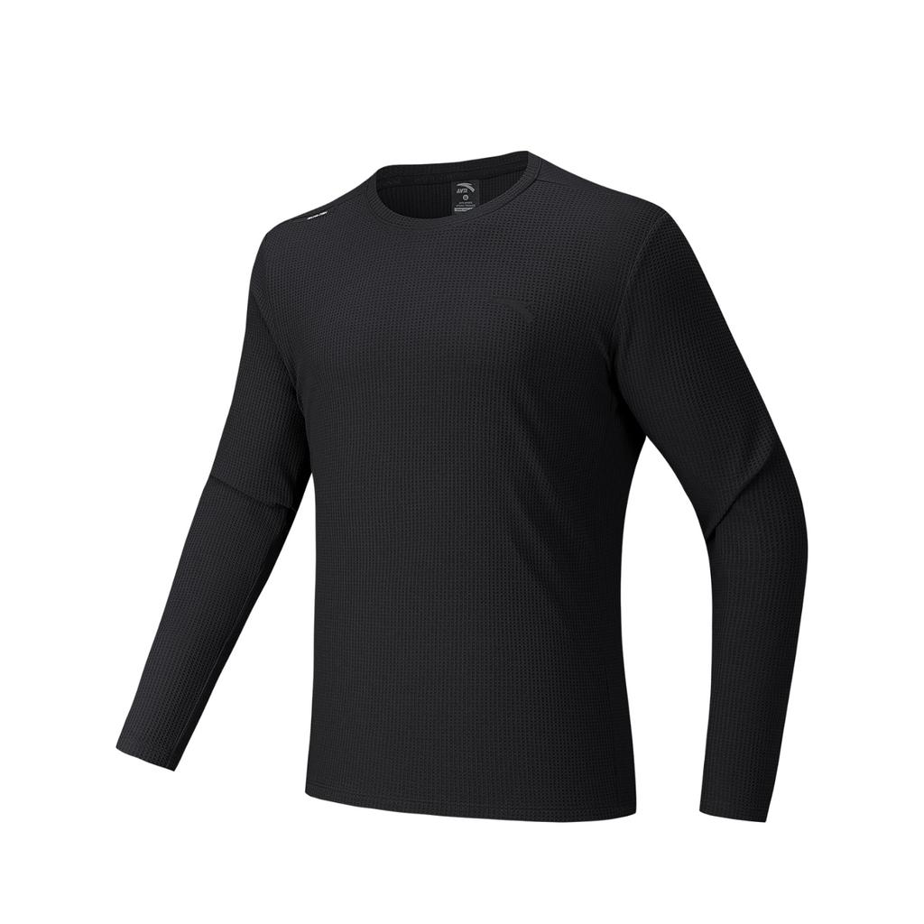 Anta Training Series Solid Color Simple Round Neck Breathable Versatile Long Sleeve T-Shirt Men Tops 952537405-4