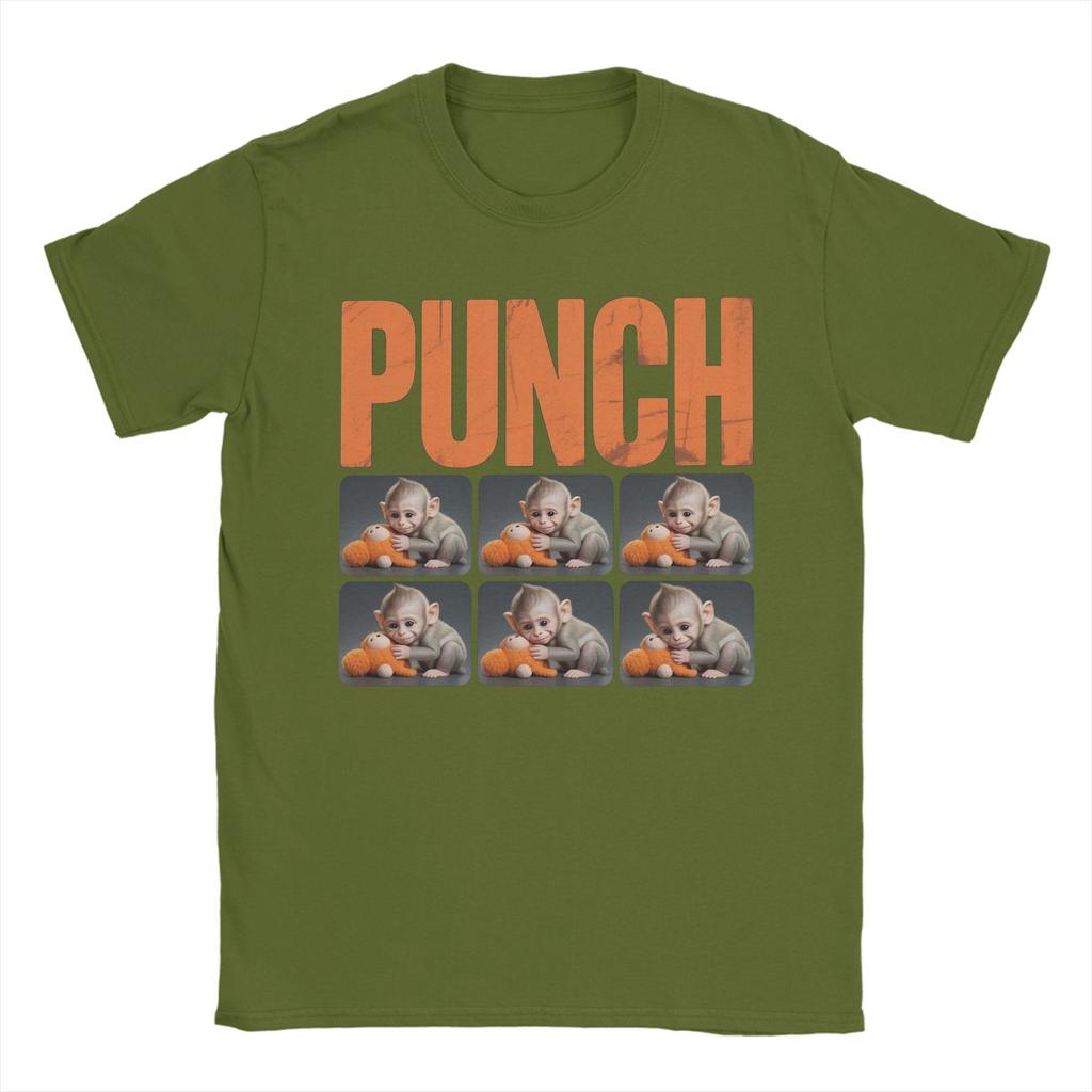Unisex Women Graphic Printed Team Punch Punch the monkey Baby Monkey Holding Plush Toy Tee T Shirt Cotton Tshirts Clothing
