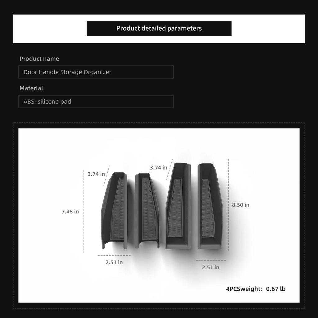 For Tesla Cybertruck 2024 2025 Car Door Handle Storage Box Front Rear Door Storage Tray Organizer ABS Car Accessories