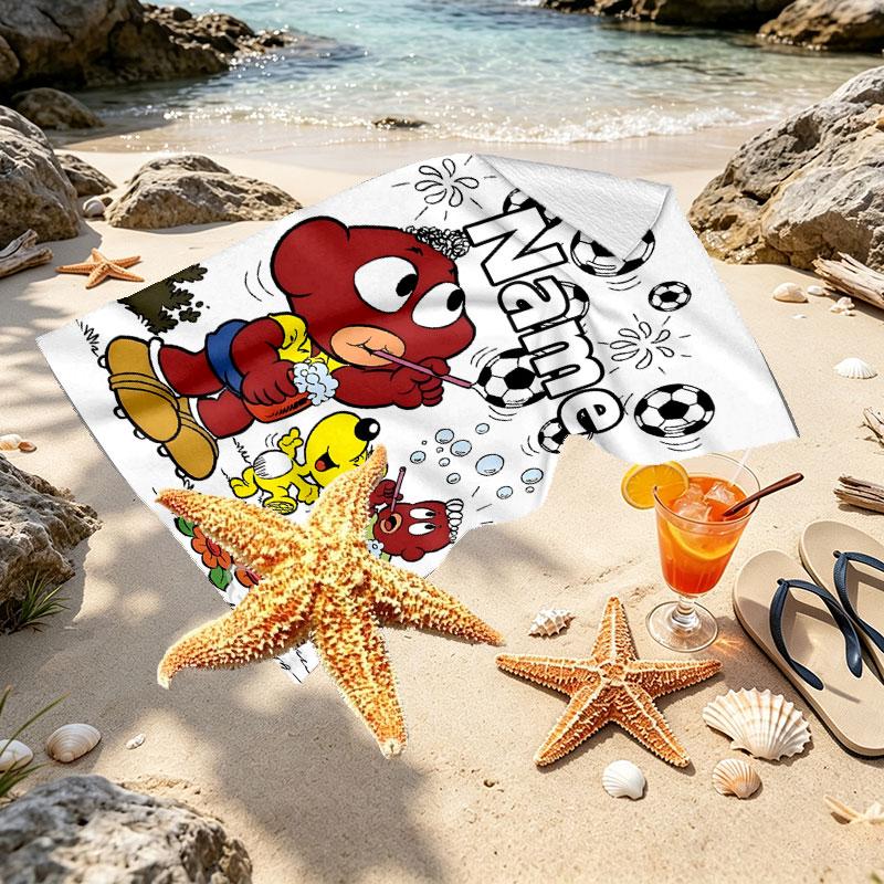 Custom Name Personalized Bamse Print Beach Towel, for Trip Camping Beach Party Home Decor, Birthday Gift for Family & Friends