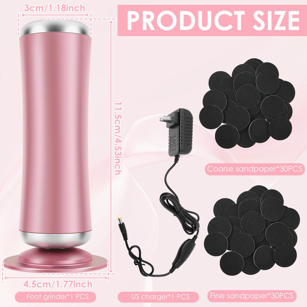 Электрическая пилка для удаления мозолей на ногах, перезаряжаемый инструмент для педикюра, регулируемая пилка для стоп, портативное средство для удаления мозолей со сменной наждачной бумагой