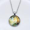 Retro Mermaid Convex Round Pendant Necklace Women's Personality Neck Jewelry Gift