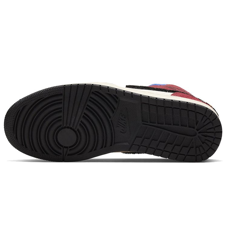 Синий Мужские кроссовки The Great x Air Jordan 1 Mid Fearless, разноцветные, муслиновые, красного цвета, CU2805-100