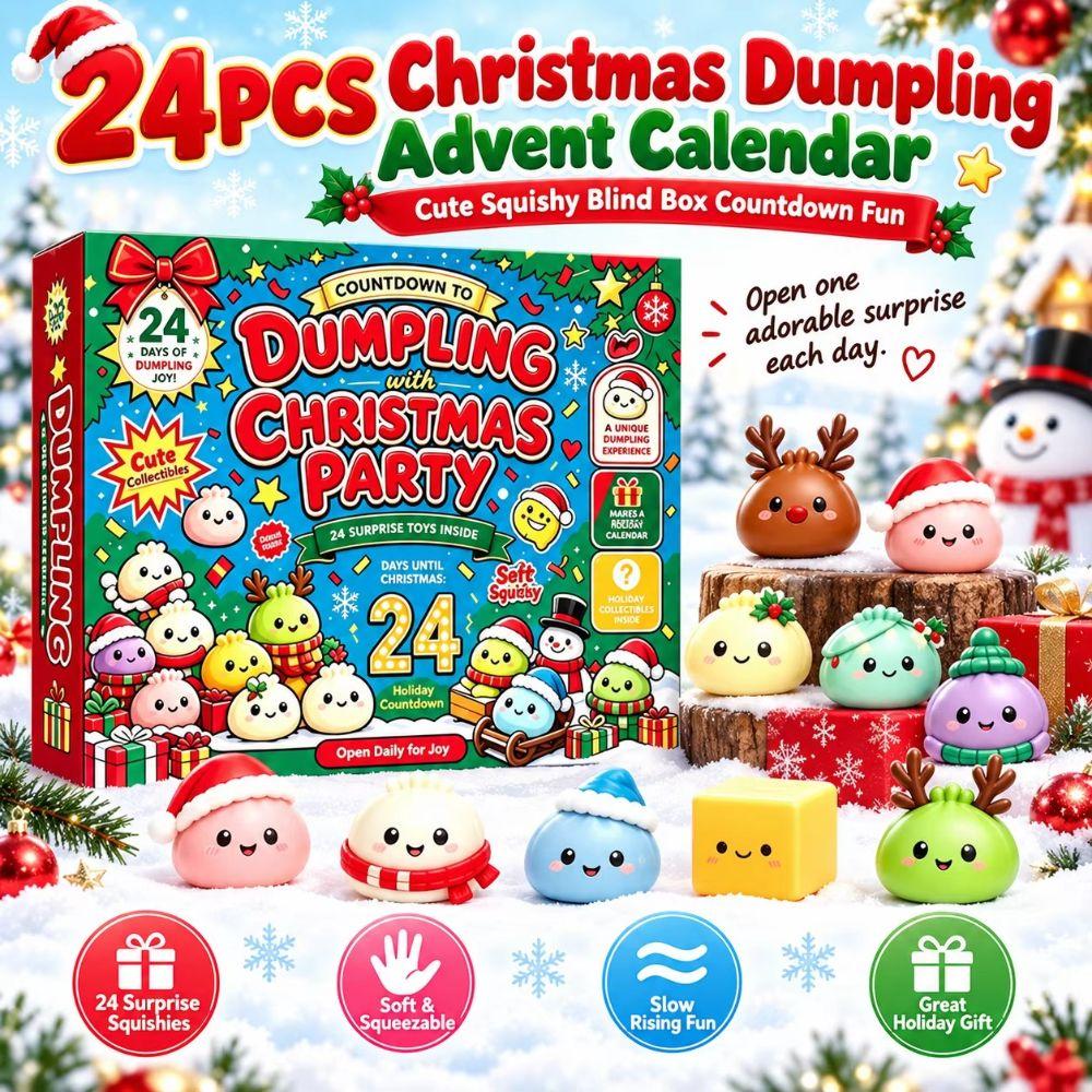 24Pcs Dumpling Squishy Pinch Toy Kit Countdown Calendar Slow Rising Squeeze Toy Holiday