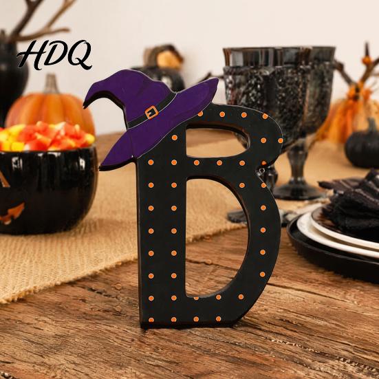 Знаки Хэллоуина из массива дерева Деревянные украшения BOO для настольного столика, многоуровневого подноса, декора тематической комнаты, креативные буквенные украшения, праздничные