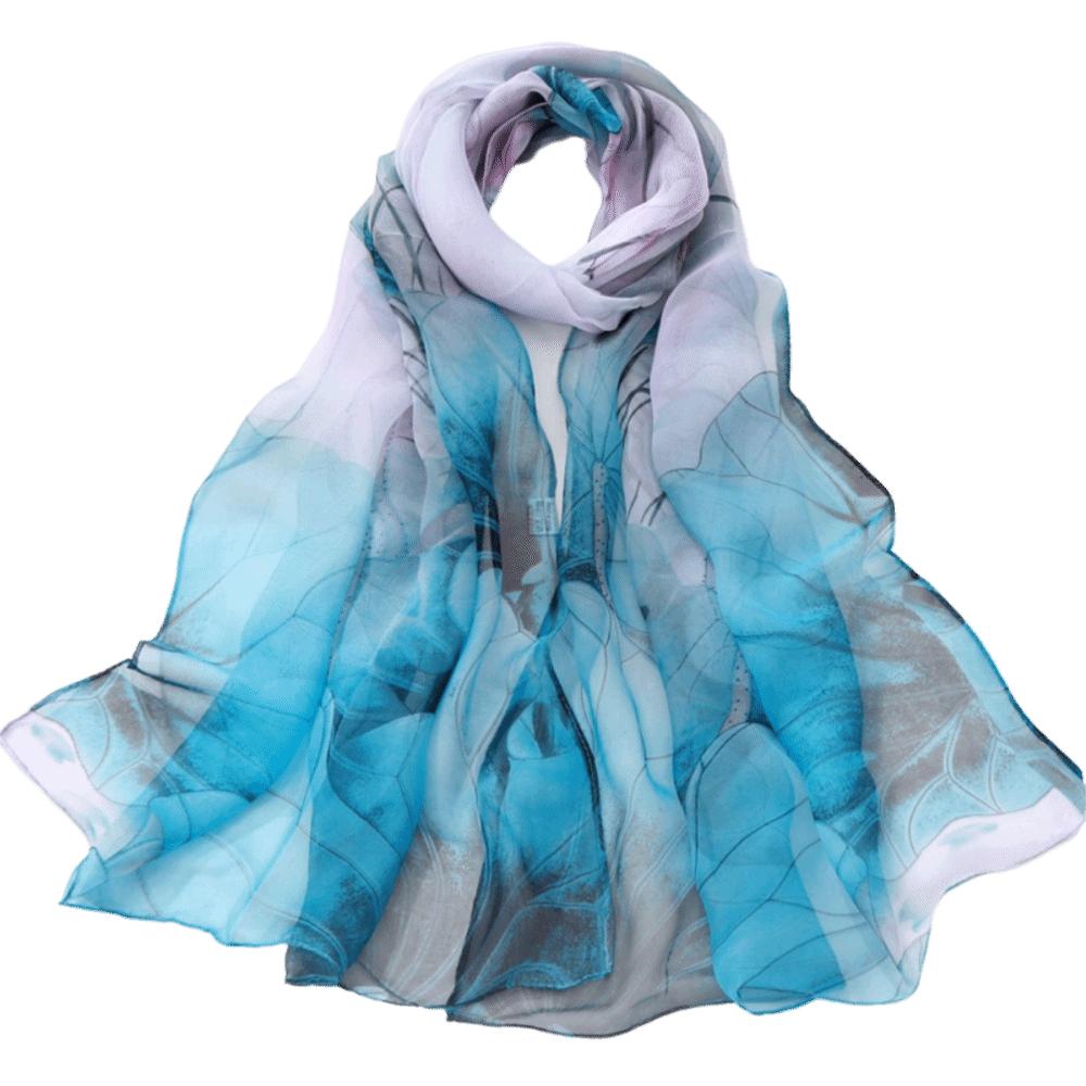 Embroidered Silk Scarf Breathable Long Wraps Summer Beach Shawl for Women