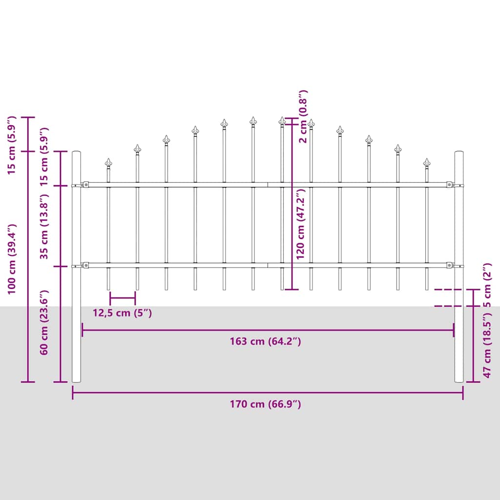 Garden Fence Woerden 5 pcs Gray