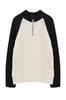 Women's Fashion Stylish Sweater Black Color Block Zippered Knitwear Sweater