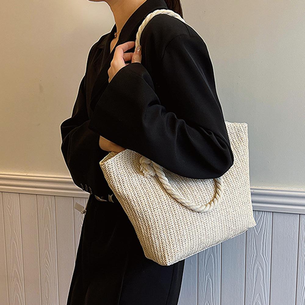 Bohemian Women Straw Tote Bag Elegant Underarm Shoulder Bag Durable Casual Beach Handbag Beach