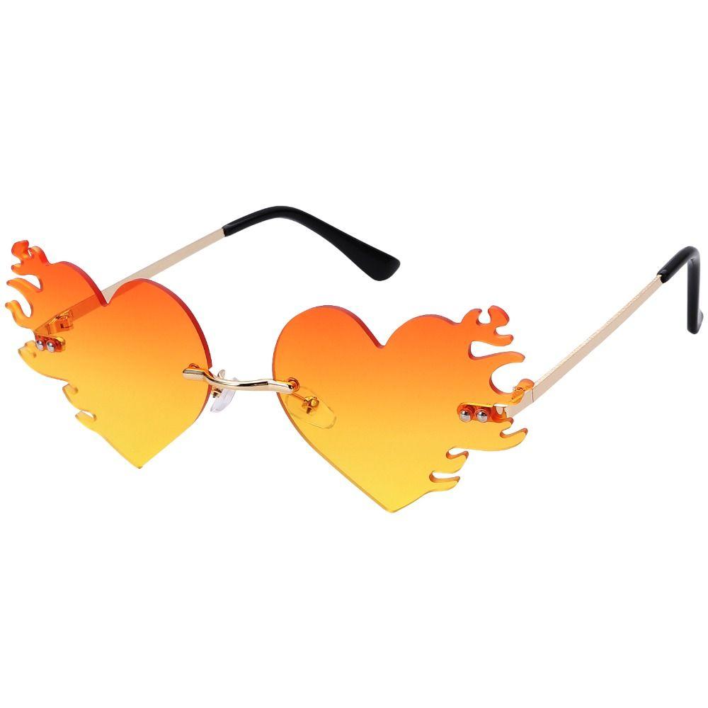 Rimless Flame Love Sun Glasses Costume Accessories Halloween Glasses  for Women & Men