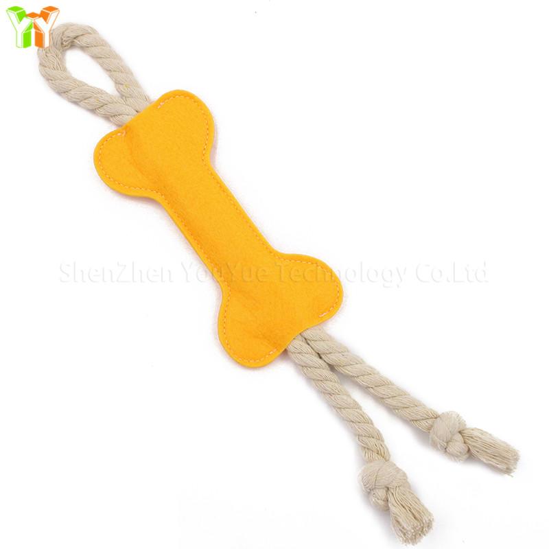 Pet Dog Toy Creative Dog Felt Bone Toy Grinding Teeth Training Bone Stick Dog Chew Toy with Rope