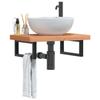VidaXL Wall-mounted Washbasin Shelf Steel and Solid Beech Wood, Floating Washbasin Shelf, Washbasin Shelf To Place 3302377